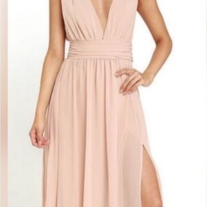Lulu's Soft Pink Backless Maxi Dress